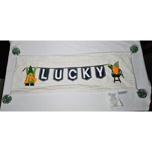 Storehouse Lucky Gnome Pom Pom St Patricks Day Lumbar Pillow Cover Linen 10"x30"